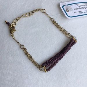 3/$20 Purple beaded bracelet adjustable gold-tone